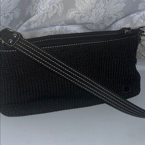 The Sak black woven crossbody handbag purse